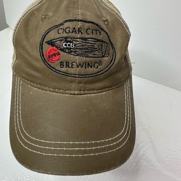 Cigar City Brewing Strapback Waxed Canvas Hat Blue 84 Brown Hecho A Mano Tampa‎ - Picture 1 of 7